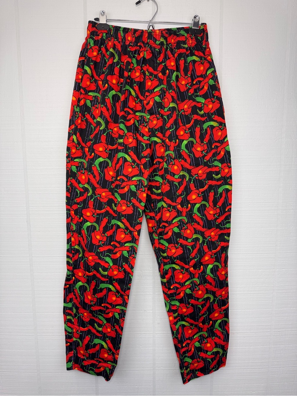 Happy Chef Culinary Utility Pants Red Green Chili Pepper Print Drawstring Waist